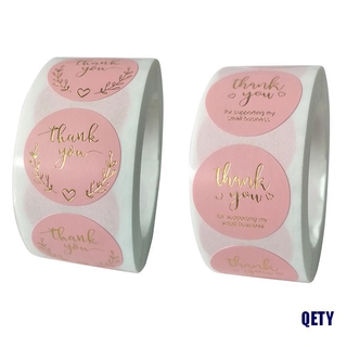 (QETY)500pcs Per roll Thank You Sticker Seal Labels Pink label paper Sticker