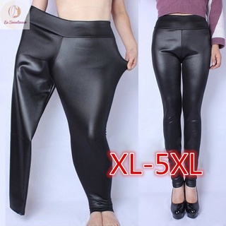 กางเกงเลกกิ้ง หนังเทียม เอวสูง ยืดได้ พลัสไซซ์ XL-5XL สําหรับผู้หญิง