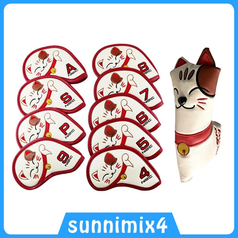 2 Pieces Blade Putter Head Cover Protector Club Headcover Lucky Cat