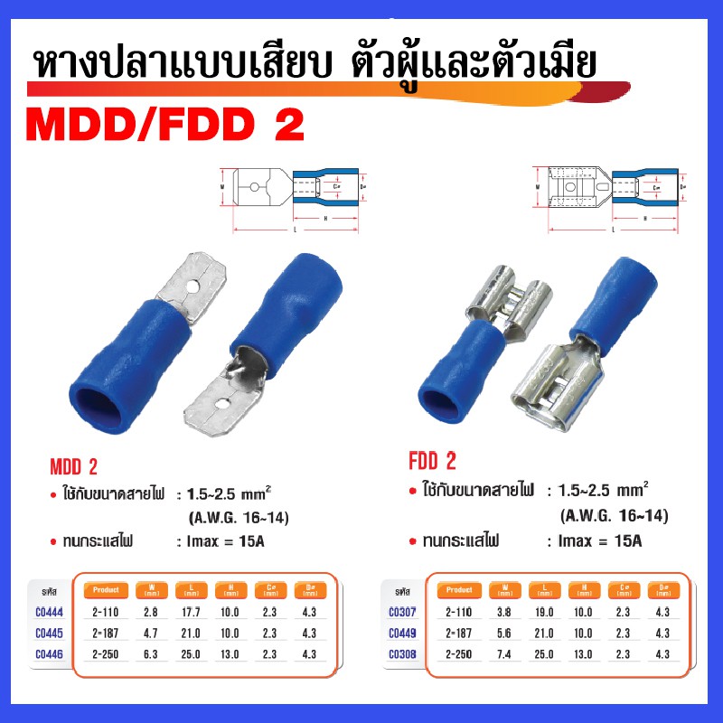 หางปลาแบบเสียบ MDD/FDD 2 ตัวผู้+ตัวเมีย