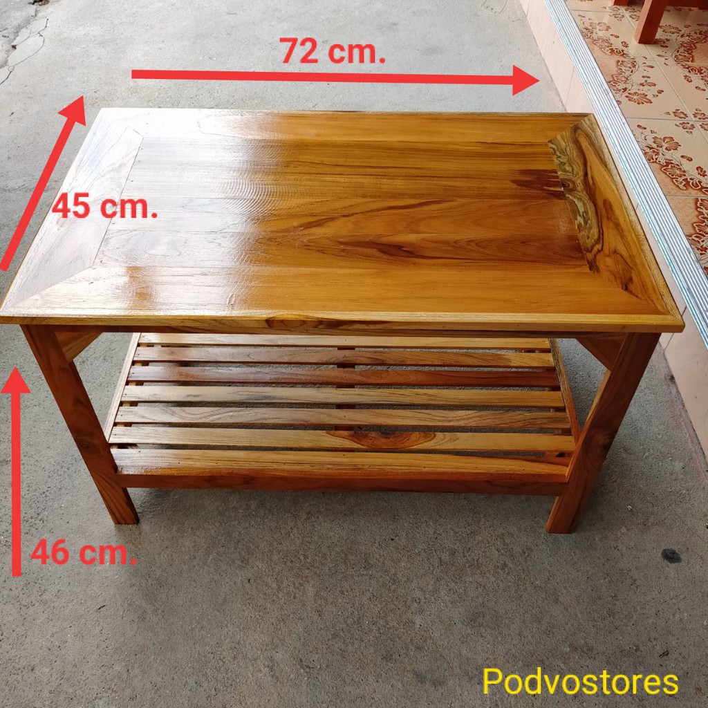 โต๊ะญี่ปุ่นทำจากไม้สักทองใช้วางของใช้เป็นโต๊ะกลางชุดรับแขก มี 2 ชั้น ทำสีเคลือบแล็กเกอร์