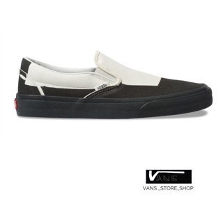 VANS SLIP ON OVERPRINT BLACK CLASSIC WHITE SNEAKERS สินค้ามีประกันแท้