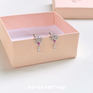 earika.earrings - magenta angel wings piercing จิวหูเงินแท้ปีกนางฟ้า (ราคาต่อชิ้น) เหมาะสำหรับคนแพ้ง่าย