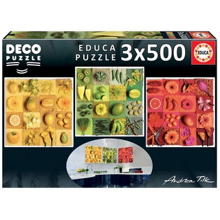 Educa - Deco Puzzle:Exotic Fruits and Flowers ขนาด 3×500 ชิ้น Made in Spain มีสินค้าที่ไทย พร้อมส่งได้ทันที