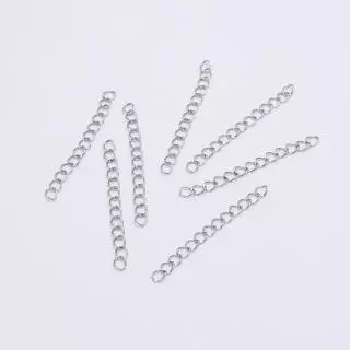 St.kunkka 50Pcs โซ่ต่อขยายสแตนเลส 304 แท้ โซ่ท้ายปรับระดับ สายโซ่สแตนเลส ขนาด 50 70 ซม. สำหรับเครื่องประดับ สร้อยคอ สร้อยข้อมือ