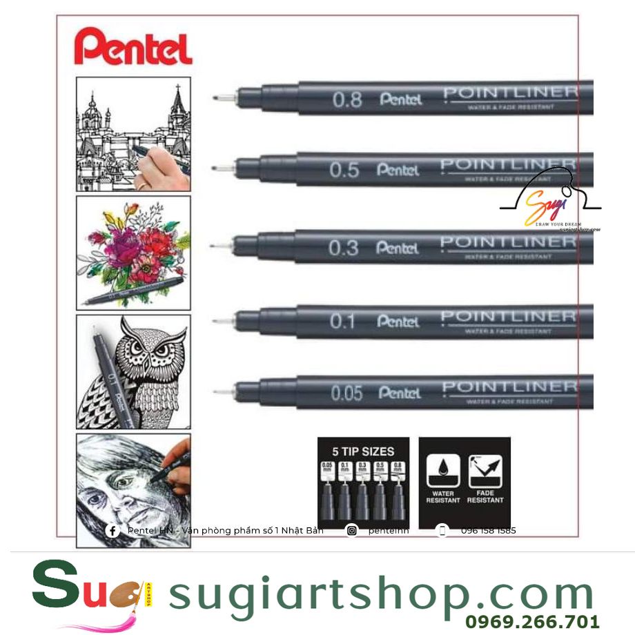 ปากกาสาย Pentel ปากกาสาย Pentel PointLiner made in Japan