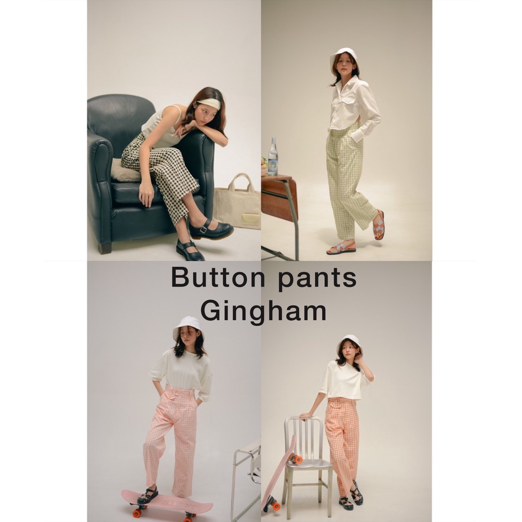 Highestjump Button pant gingham กางเกงขายาวดีเทลกระดุม