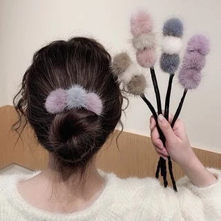 Mink fur ball ball ก้านทำผม ก้านม้วนผม ก้านมวยผม ขนฟูนุ่มนิ่ม กิ๊บหนีบผม กิ๊บติดผม หนีบดังโง๊ะ หนีบผม ม้วนผม กิ๊บผม