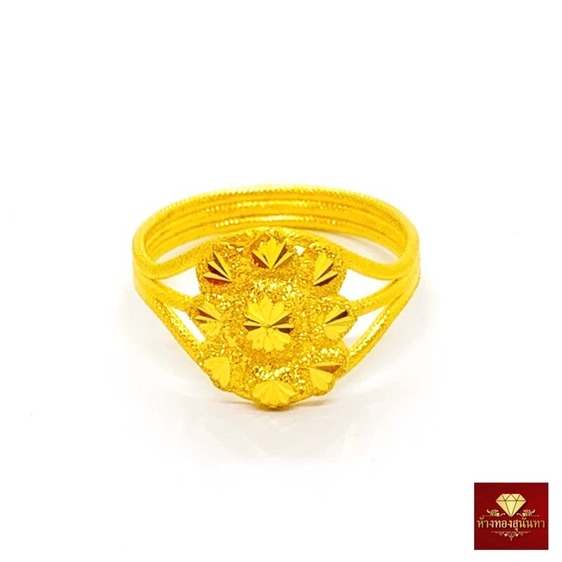 แหวนทองคำแท้ ครึ่งสลึง(1.9 กรัม) ลายดอกไม้ ทองแท้ 96.5% มีใบรับประกัน
