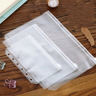 Transparent PVC Storage Folder Zipper Bag  / A5/A6/A7 Binder Rings Notebook