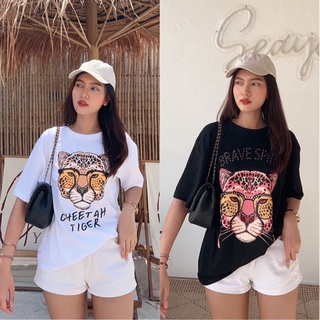 เสื้อยืดพิมพ์ลายเสือ Cheetah tiger งานป้าย ปังมาก 💖😍