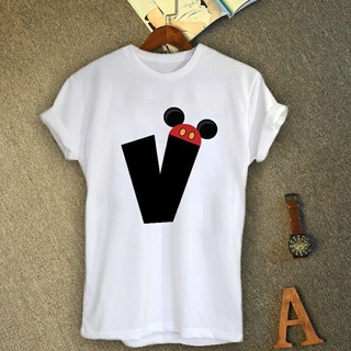เสื้ออักษรลายหมวกมิกกี้ อักษร V