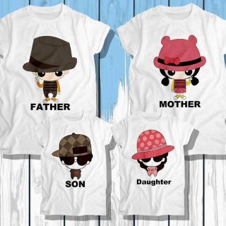 เสื้อครอบครัว พ่อแม่ลูก FOTHER MOTHER BABY สีขาว ผ้านุ่ม ใส่สบาย