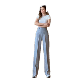 (S-3XL)กางเกงขายาวเอวสูงซิปข้าง กระบอกกลาง Archer Trouser