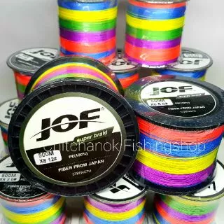 สายPe Jofของแท้ ถัก8 ยาว 500-1000เมตร X4/8 สีมัสติคัลเลอร์ งานแท้💯%