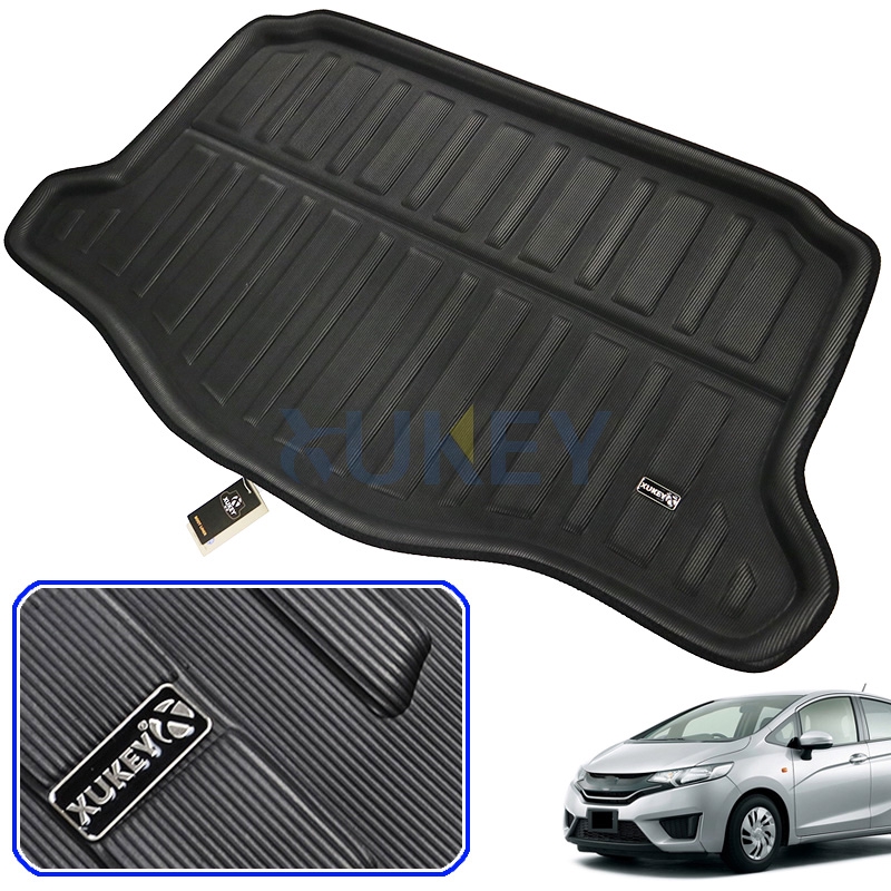 Fit สําหรับ Honda Fit / Jazz Hatchback GK5 2014-2019 ด้านหลัง Trunk Liner Boot Cargo Mat ถาดพรมปูพื้นโคลน Kick Protector