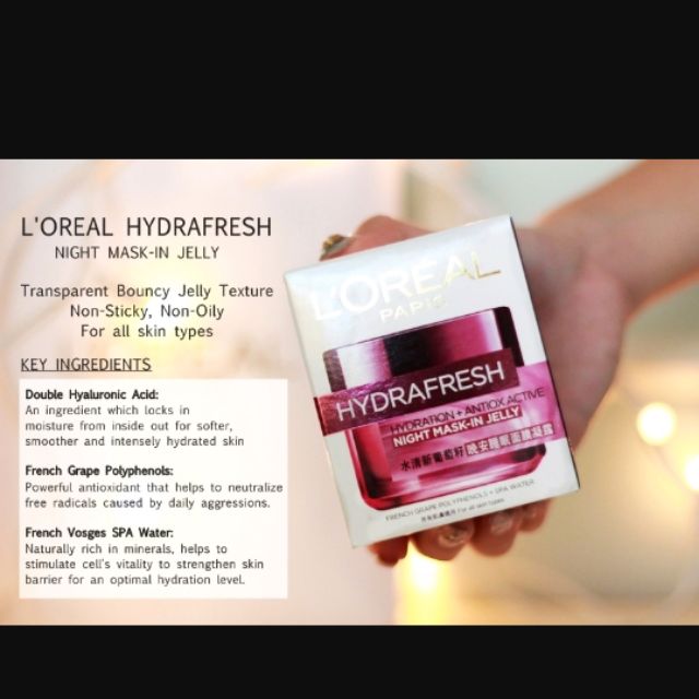 L’Oreal Hydrafresh Hydration + Antiox Active Night Mask-In Jelly 50ml