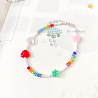 🌈♥️กำไลลูกปัดหัวใจ สีรุ้งสดใส🌺