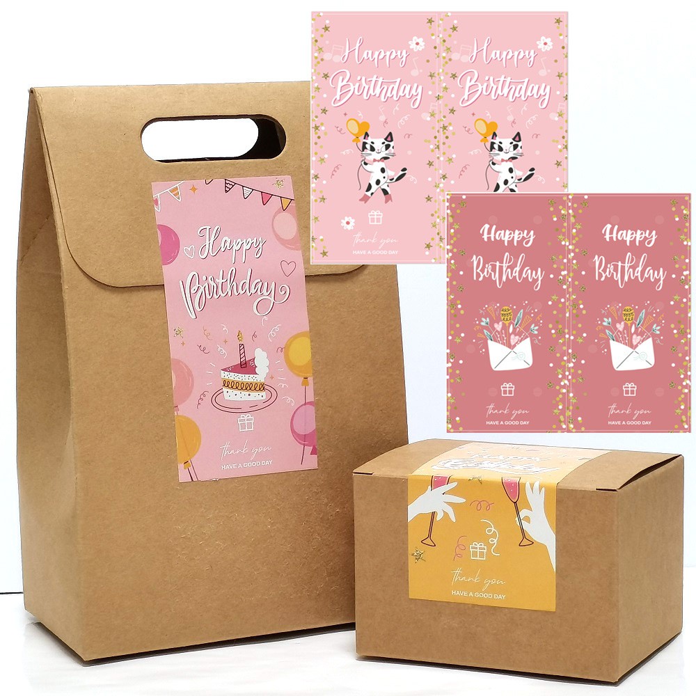 สติกเกอร์ฉลาก Happy Birthday Sticker ขนาด 5x10 ซม. สําหรับตกแต่งปาร์ตี้วันเกิด 50 ชิ้น
