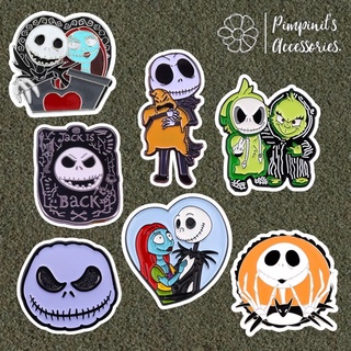 ʕ •ᴥ•ʔ ✿ พร้อมส่ง : เข็มกลัดแจ็คและแซลลี่ | Jack Skellington &amp; Sally - Nightmare Before Christmas  Enamel Brooch Pin Set