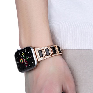 สายนาฬิกาข้อมือ สายสแตนเลส ประดับเพชร โอปอล สําหรับ Apple Watch 7 6 5 4 3 SE