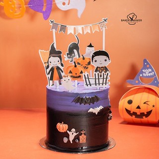 เซ็ทป้ายกระดาษปักตกแต่ง 9 ชิ้น Halloween / ธีมพ่อมด แม่มด Topper cake ฮาโลวีน ปักเค้ก คัพเค้ก