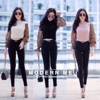 เสื้อไหมพรม ต่อเเขนลายเสือเกร๋ๆ ทรงสวยน่ารักมากๆค่า
