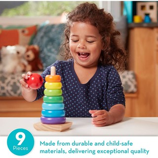 หอคอยไม้ Rainbow Tower ห่วงไม้เรียงชั้น ของเล่นไม้สวมหลัก ของเล่นไม้ เสริมพัฒนาการเด็ก