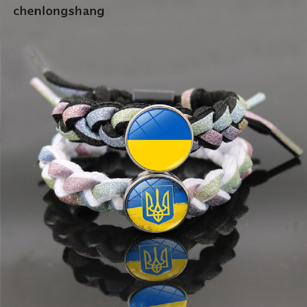 【chenlongshang】 Ukraine Flag Bracelet Handmade Braided Rope Paracord
