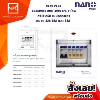 ตู้คอนซูมเมอร์ NANO Plus 5 ช่อง เมนธรรมดา MCB /กันดูด RCBO ตู้ควบคุมไฟ ตู้โหลดกันดูด ตู้กันดูด ตู้คอน