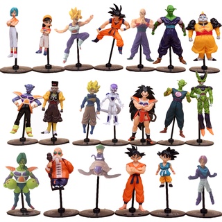 ชุดตุ๊กตาฟิกเกอร์ Dragon Ball Son Goku Piccolo Tien Shinhan Frieza Bulma Trunks ของเล่นสําหรับเด็ก