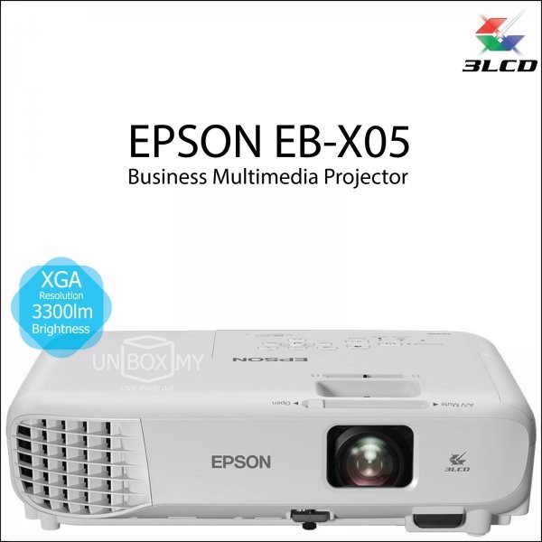 เอปสัน EB-X05 โปรเจคเตอร์ XGA 3LCD ความสว่าง 3,300 ANSI lumens สีขาว