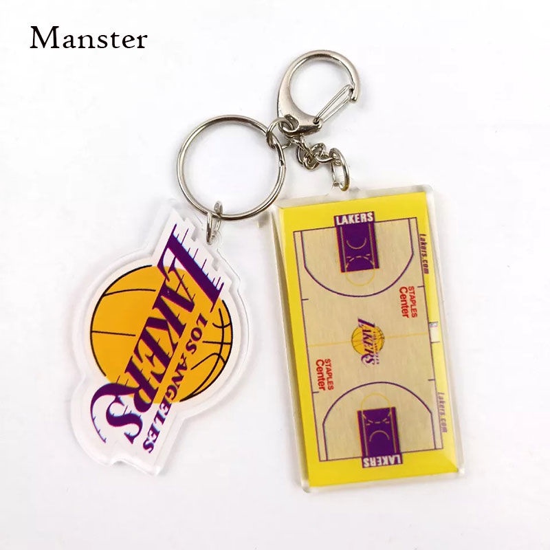 NBA Basketball Court พวงกุญแจพวงกุญแจจี้ Creative Lakers Bucks Nets Spurs Home School Bag เครื่องประ