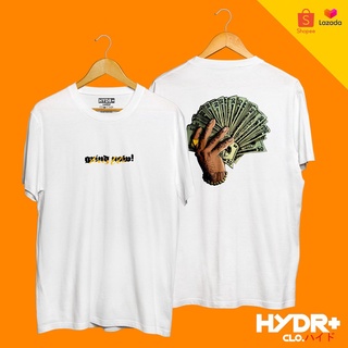 เสื้อยืดสีขาวผู้หญิง - Tee_home/ไฮเดรโคล. "Grind Now Hype" เสื้อยืดทีพื้นฐานสําหรับผู้ชาย/เสื้อยืดส