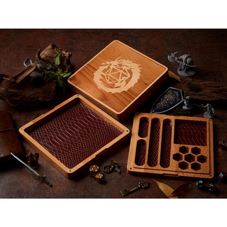 DND Dice Box (Product does not include dice) | Dice Vault | Red &amp; Gold Scale | Dungeons and Dragons Dice | DnD Dice Set