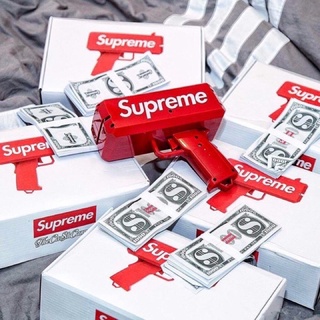 kidtuk ปืนยิงแบงค์ Supreme งานคุณภาพ จากโรงงาน ปืนยิงเงิน ใช้ถ่าน ของเล่นปืนยิงธนบัตร ปืนสายเปย์ ปืนยิงแบงค์ พร้อมธนบัตร