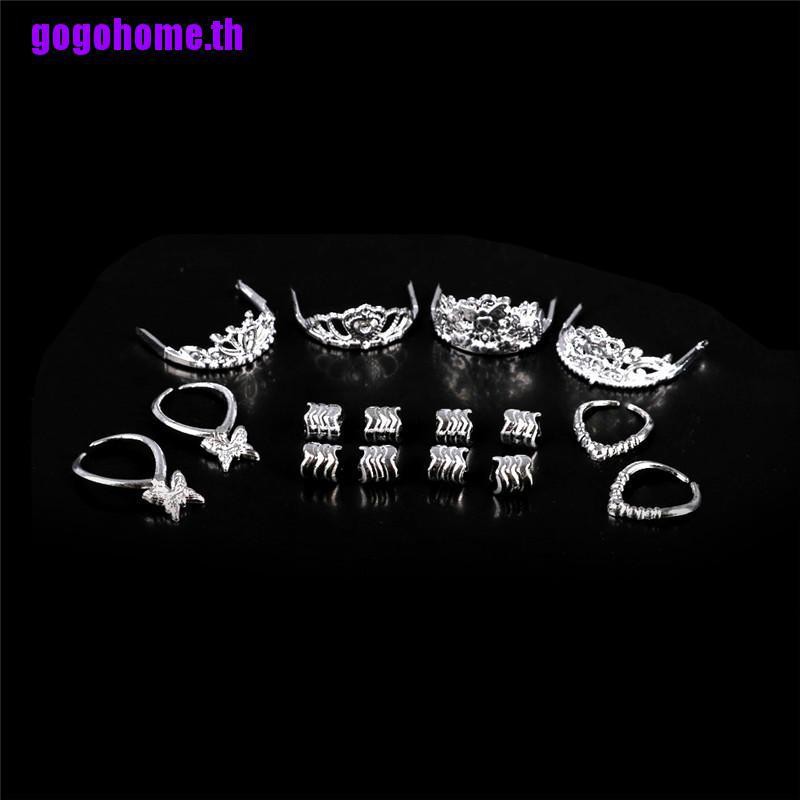 『gogohome』สร้อยคอ สร้อยข้อมือ พลาสติก รูปมงกุฎ 2 2 4 ตัว สําหรับตุ๊กตา 8 ชิ้น