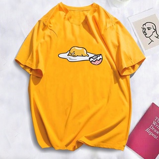 เสื้อยืดสีขาวผู้ชาย เสื้อเบลาส์ GUDETAMA การออกแบบพิมพ์ไข่เสื้อยืดผ้าฝ้าย unisex COD ขนาดเอเชีย g#]