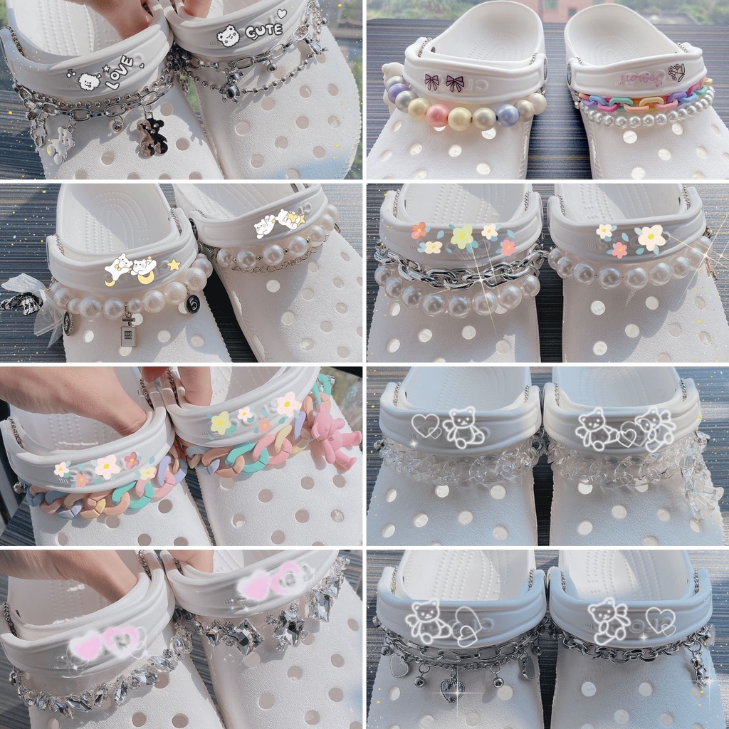 【💥Ooyoudo】สายโซ่โลหะ ประดับไข่มุก สําหรับตกแต่ง DIY 2 ชิ้น【แตะผู้หญิง jibitz อุปกรณ์เสริม】