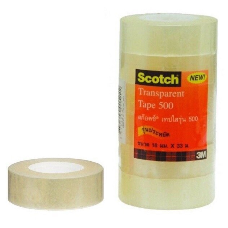เทปใส 3M Scotch tape รุ่น 500 แกน 1 นิ้ว สก๊อตช์เทป Transparent Tape 500 รุ่นประหยัด