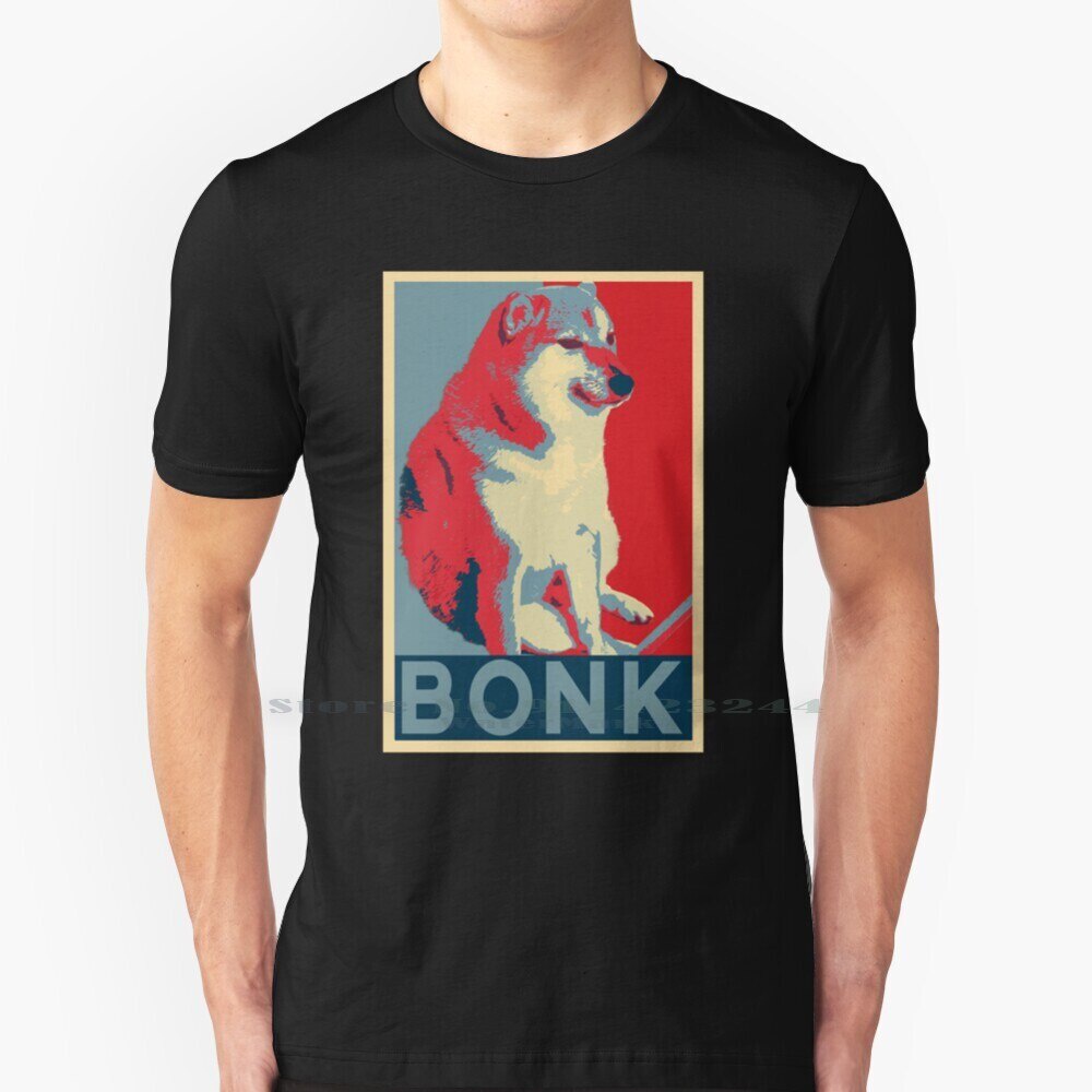 Bonk-Hope โปสเตอร์ T เสื้อ 100% ผ้าฝ้ายแท้ Cheems Bonk Horny Jail Meme ตลก Hope Nerd Geek Obama 9g D
