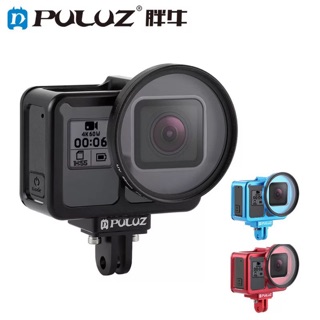 PULUZ for GoPro HERO8 Black Housing Shell CNC Aluminum Alloy Protective Cage with Insurance Frame &amp; 52mm UV Lens