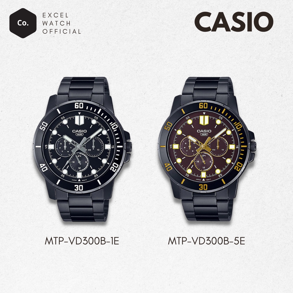 นาฬิกาข้อมือ CASIO รุ่น MTP-VD300B-1E/5E analog สายสเตนเลส ทนทาน ประกัน 1 ปี