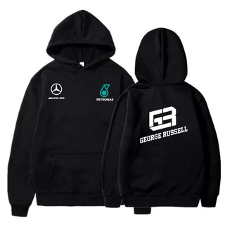 George RUSSELL MERCEDES F1 เสื้อแจ็กเก็ต มีฮู้ด แบบหนา สไตล์เรโทร สําหรับผู้ชาย และผู้หญิง