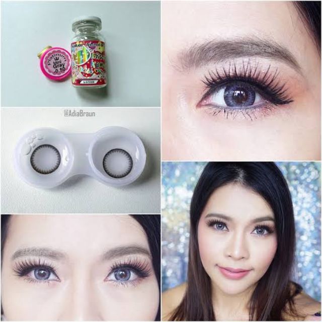 💖 Kitty Kawaii ๑ Platinum สายตา -00 ถึง -1000 brown gray Contactlens บิ๊กอาย คอนแทคเลนส์ ราคาถูก แถมตลับฟรี. - รูปที่ 6