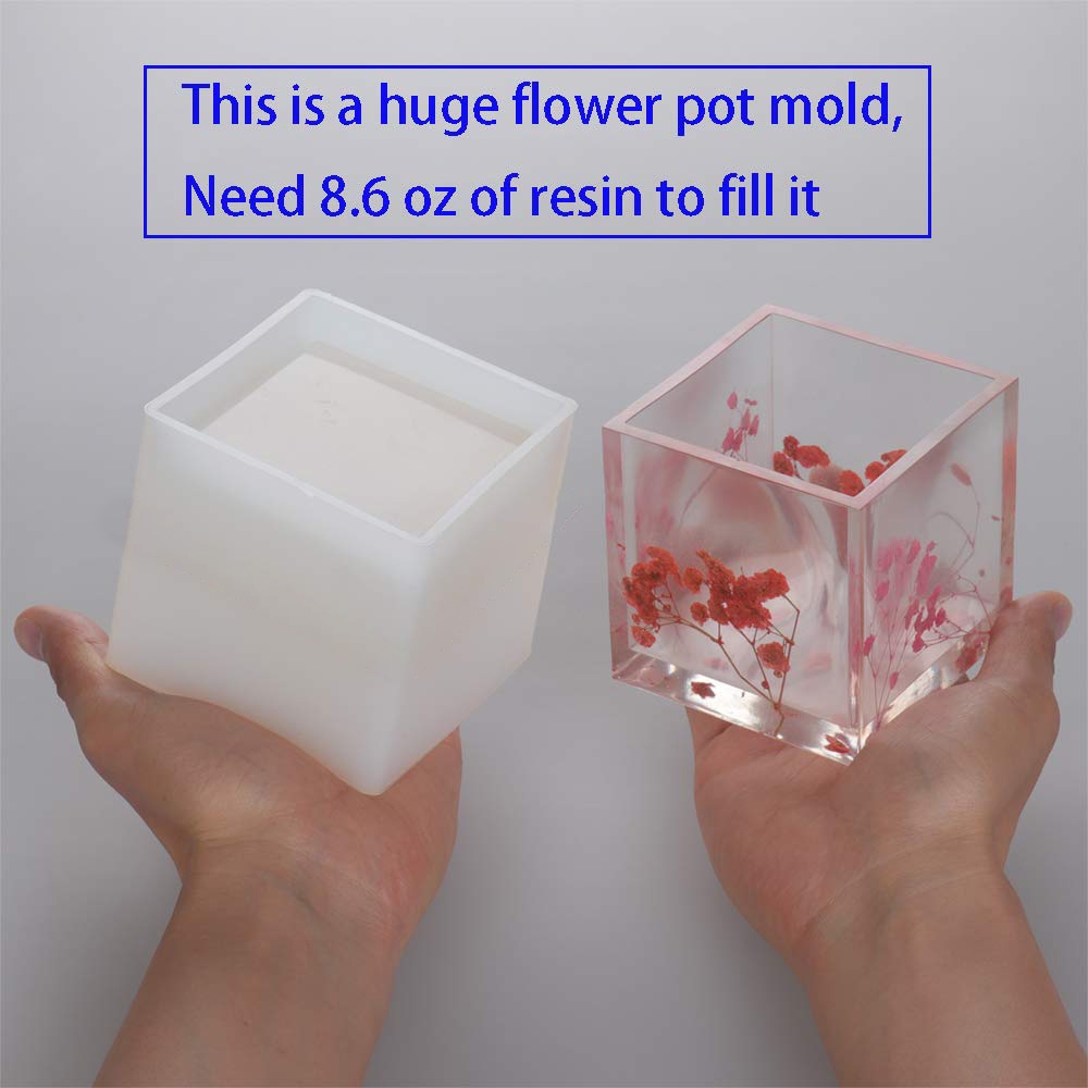 6 Pack Big Diy Planter Pot Mold Hexagon Cubic And Cylinder Resin Mold 3 ...