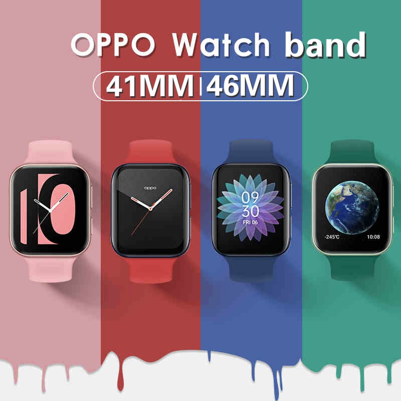 สายซิลิโคนสำหรับนาฬิกา Oppo 41mm 46mm สีสันสายกีฬา