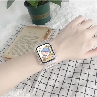 สายนาฬิกาข้อมือ ซิลิโคนแบบนุ่มสาย สําหรับ appl.e watch สาย  watch 7 se 6  5 4 3 21 2in1 เคส iwatch สายนาฬิกา smart watch