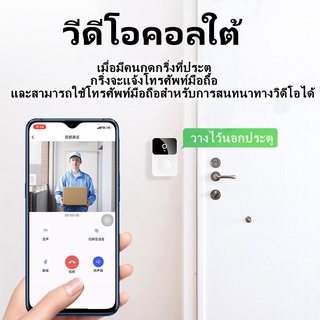 ออดประตูอัจฉริยะ รีโมต วิดีโอ อัตโนมัติ สลับได้ กันน้ํา°มุมกว้าง Wifi HD ออดไร้สาย 166 องศา มองเห็นที่มืด ควบคุมผ่านรีโม