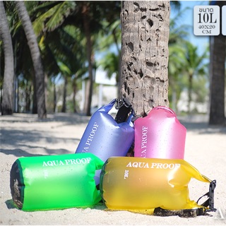 AQUAPROOF 💦 กระเป๋ากันน้ำ กันสิ่งสกปรก กันโคลน กันฝุ่น กันหิมะ กันทราย ขนาด 10L. น้ำหนักเบา สีนีออนใส 4 สี 🟪🟨🟦🟩